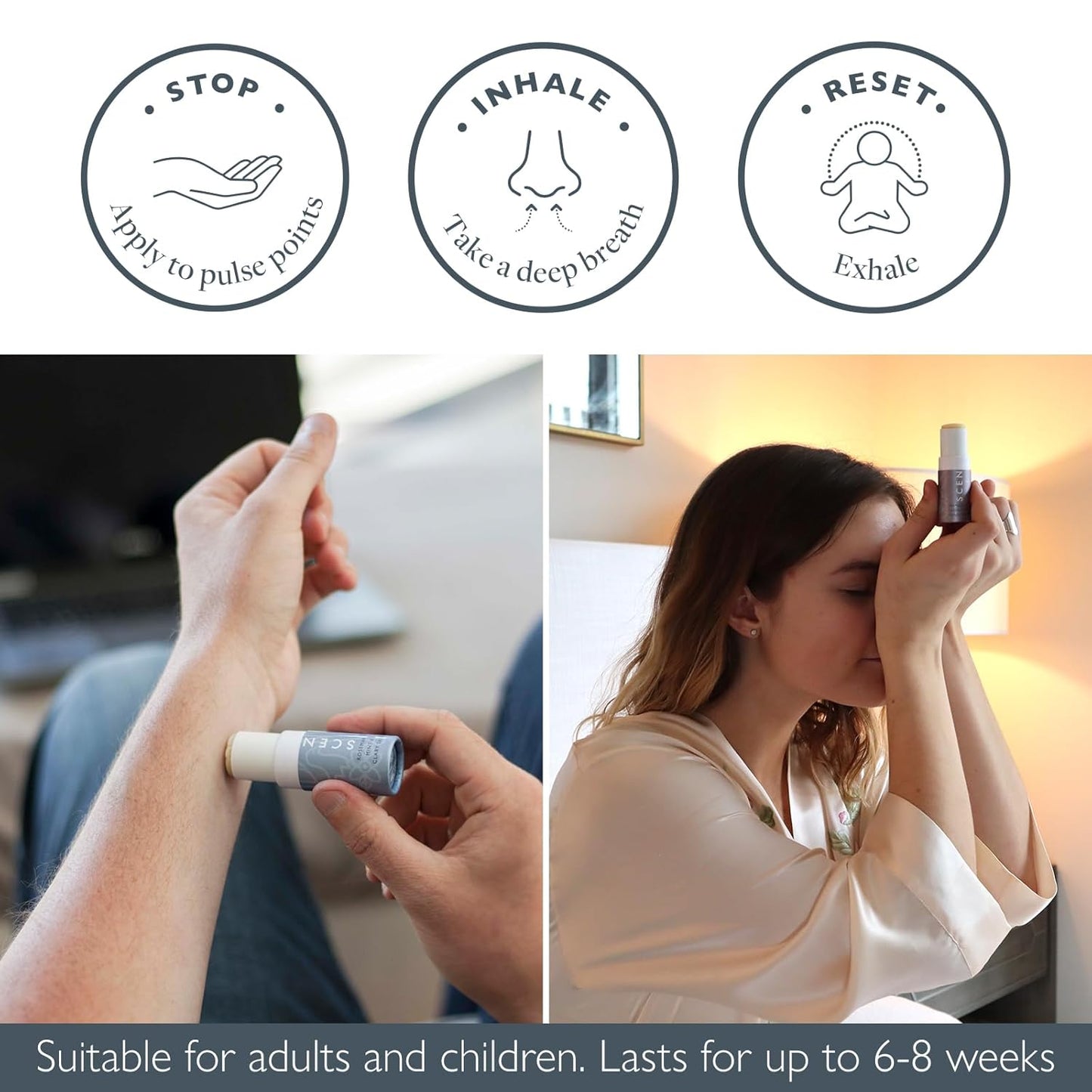 Aromatherapy Balm Stick Duo for Sleep & Focus - All Natural Sleep Balm with Lavender & Focus Aid with Rosemary - Essential Oil for Relaxation & Concentration - Aromatherapy Gifts for Women